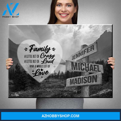 Mountain Range Heart Saying 2 Multi-Names Premium Canvas