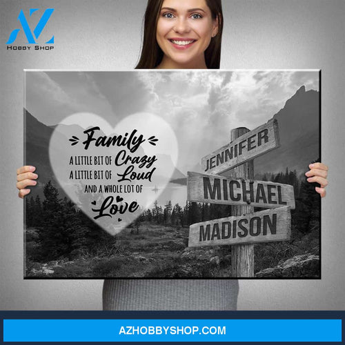 Mountain Range Heart Saying 2 Multi-Names Premium Canvas