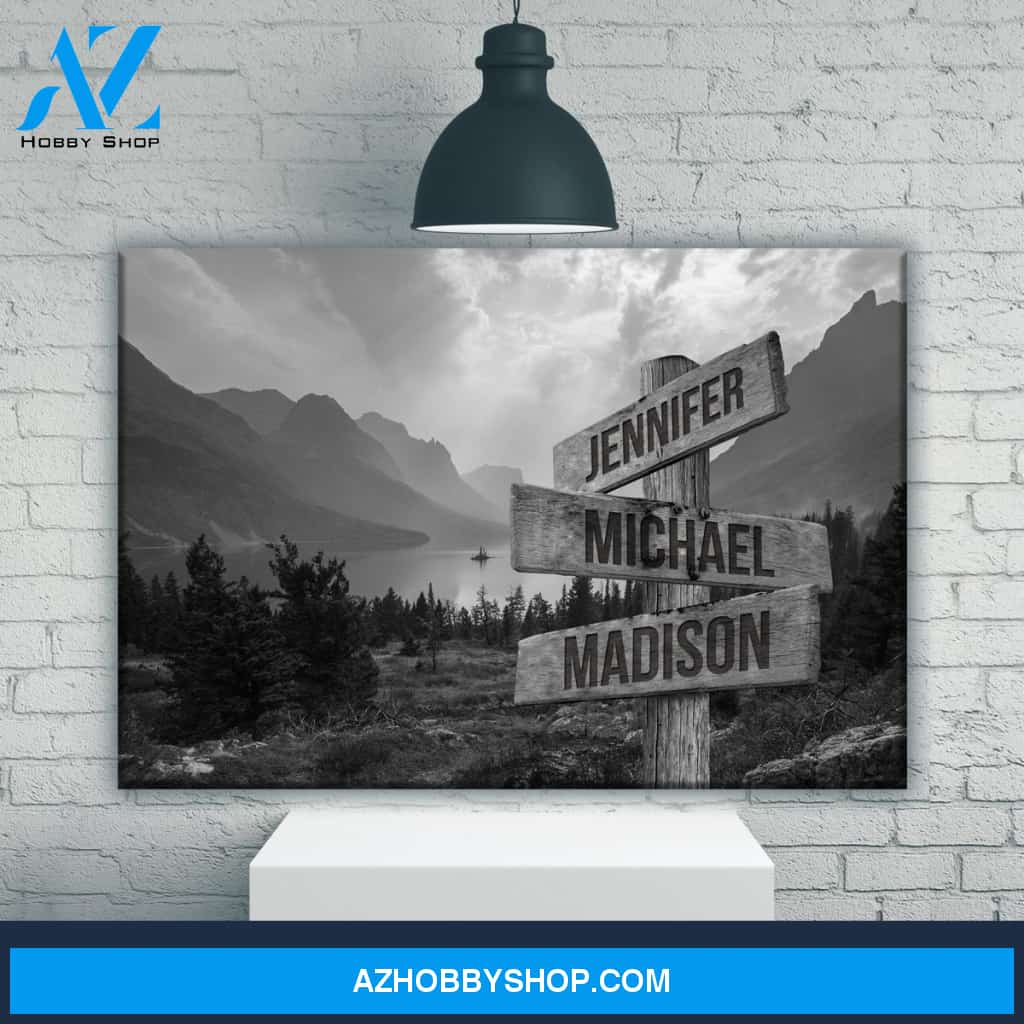 Mountain Range Multi-Names Premium Canvas
