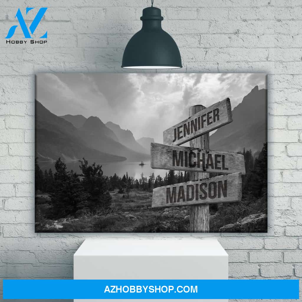 Mountain Range Multi-Names Premium Canvas