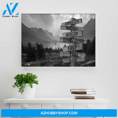 Mountain Range Multi-Names Premium Canvas