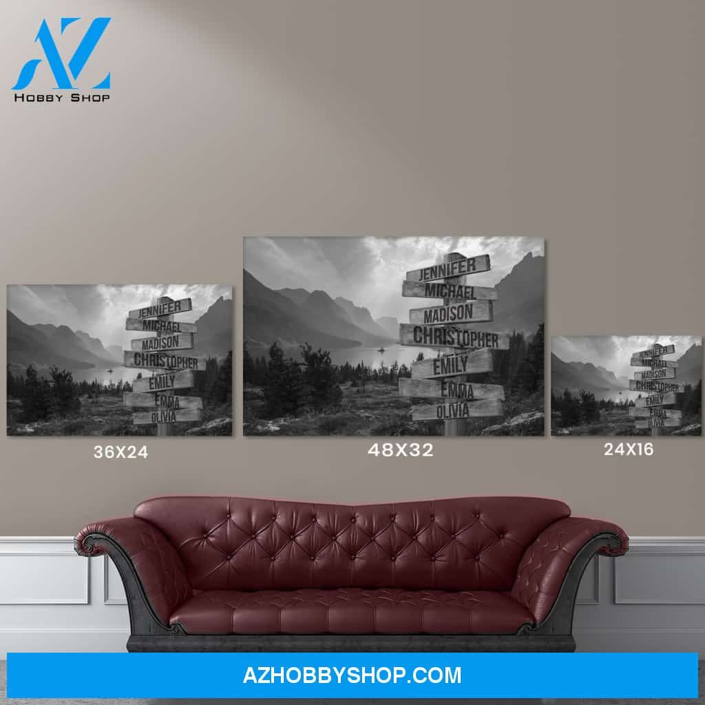 Mountain Range Multi-Names Premium Canvas