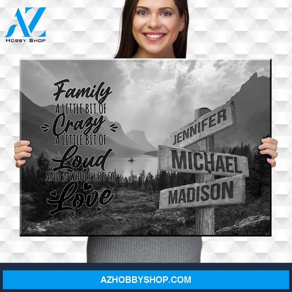 Mountain Range with Saying 2 Multi-Names Premium Canvas