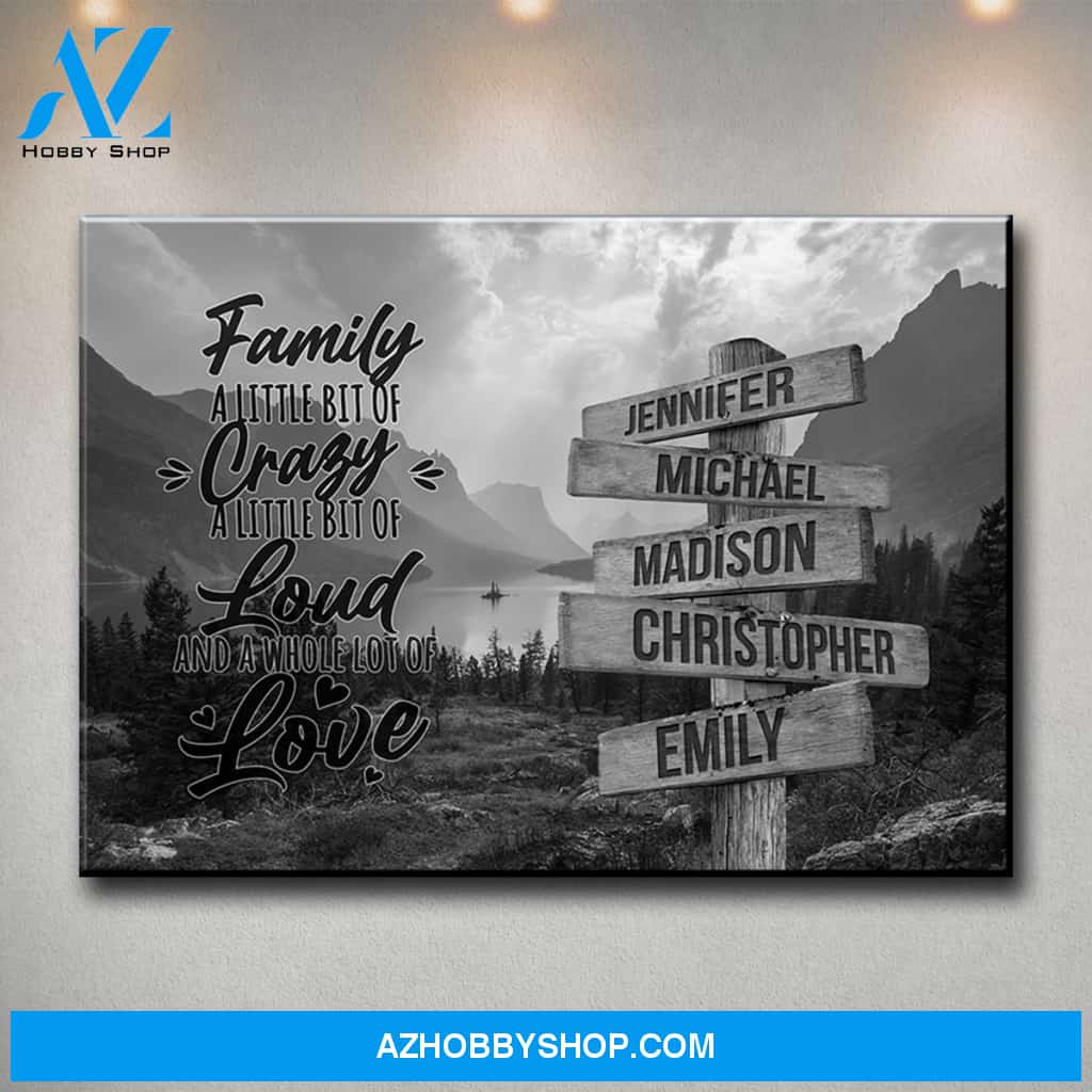 Mountain Range with Saying 2 Multi-Names Premium Canvas