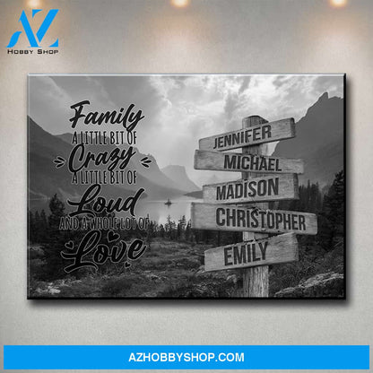 Mountain Range with Saying 2 Multi-Names Premium Canvas