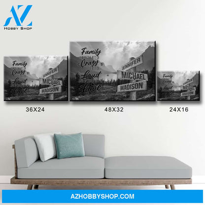 Mountain Range with Saying 2 Multi-Names Premium Canvas