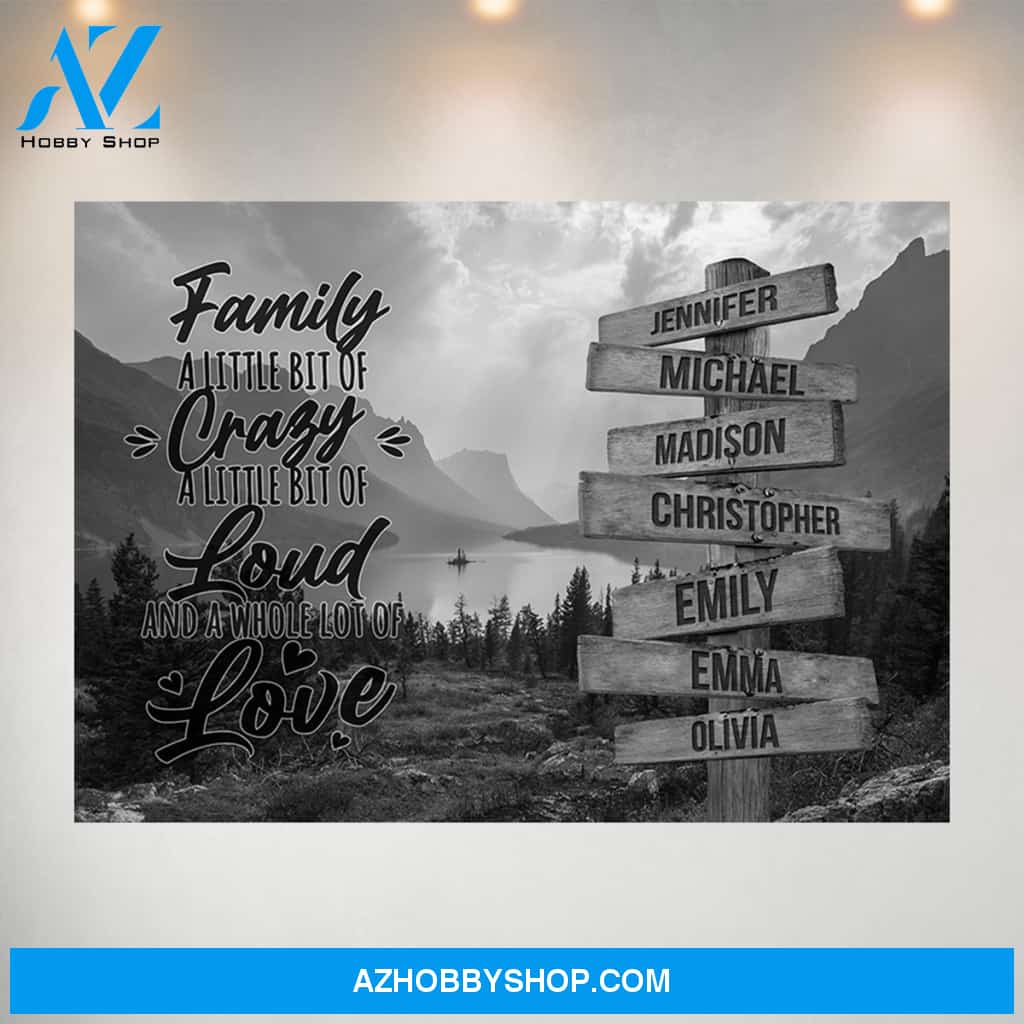Mountain Range with Saying 2 Multi-Names Premium Canvas