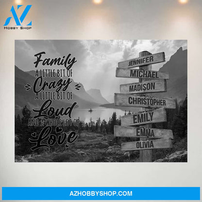 Mountain Range with Saying 2 Multi-Names Premium Canvas