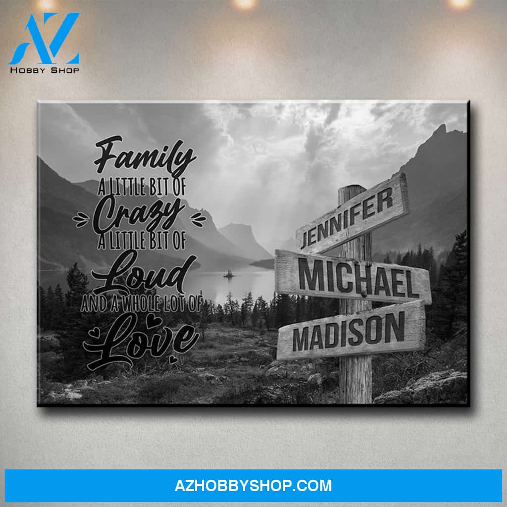 Mountain Range with Saying 2 Multi-Names Premium Canvas