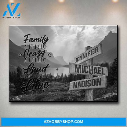Mountain Range with Saying 2 Multi-Names Premium Canvas