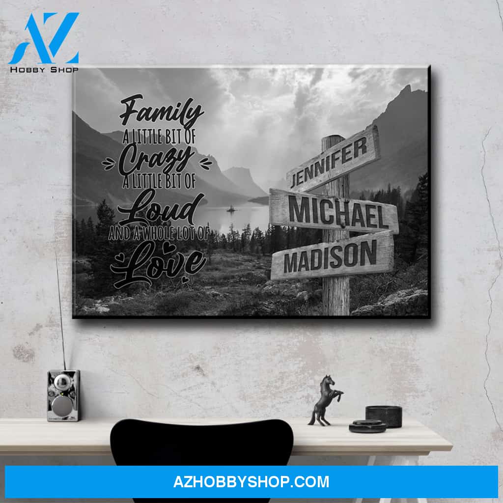 Mountain Range with Saying 2 Multi-Names Premium Canvas