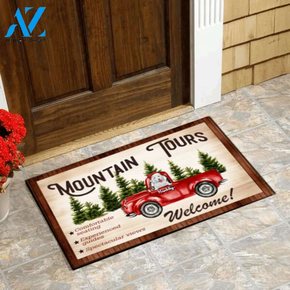 Mountain Tour With Dog Camping Personalized DoorMat