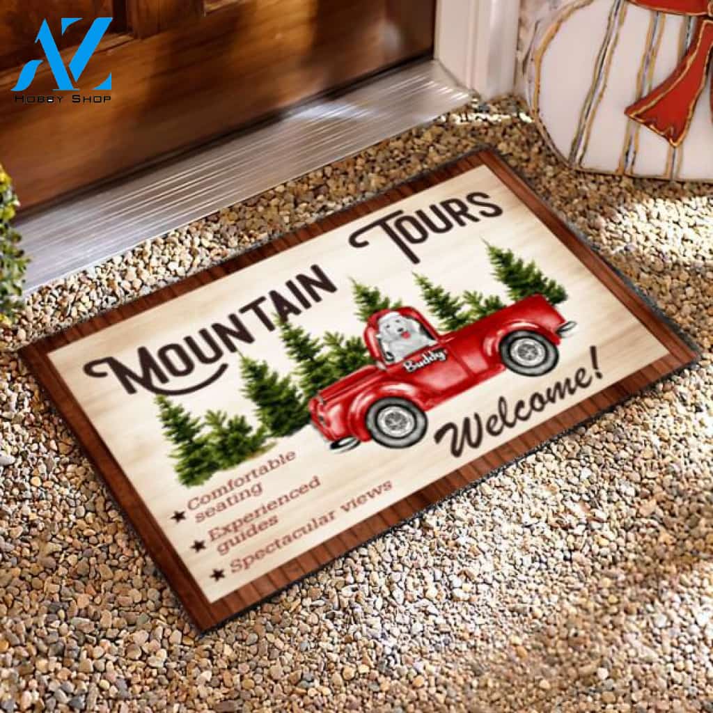 Mountain Tour With Dog Camping Personalized DoorMat