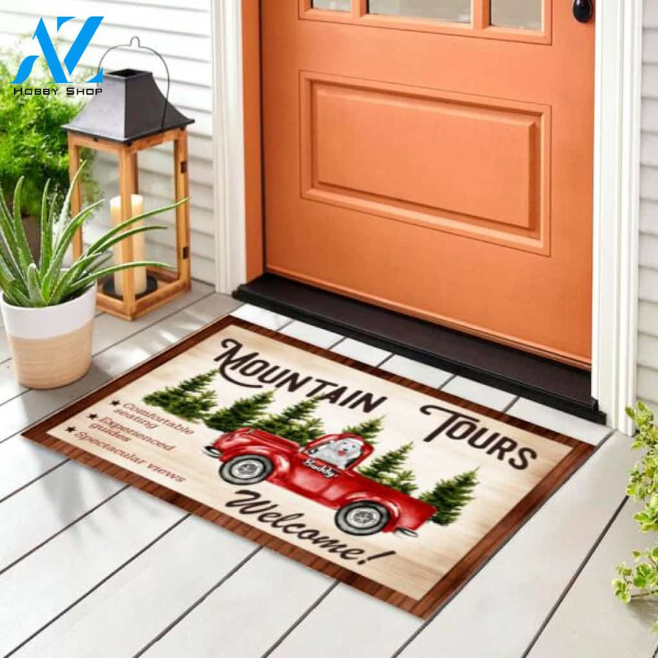 Mountain Tour With Dog Camping Personalized DoorMat