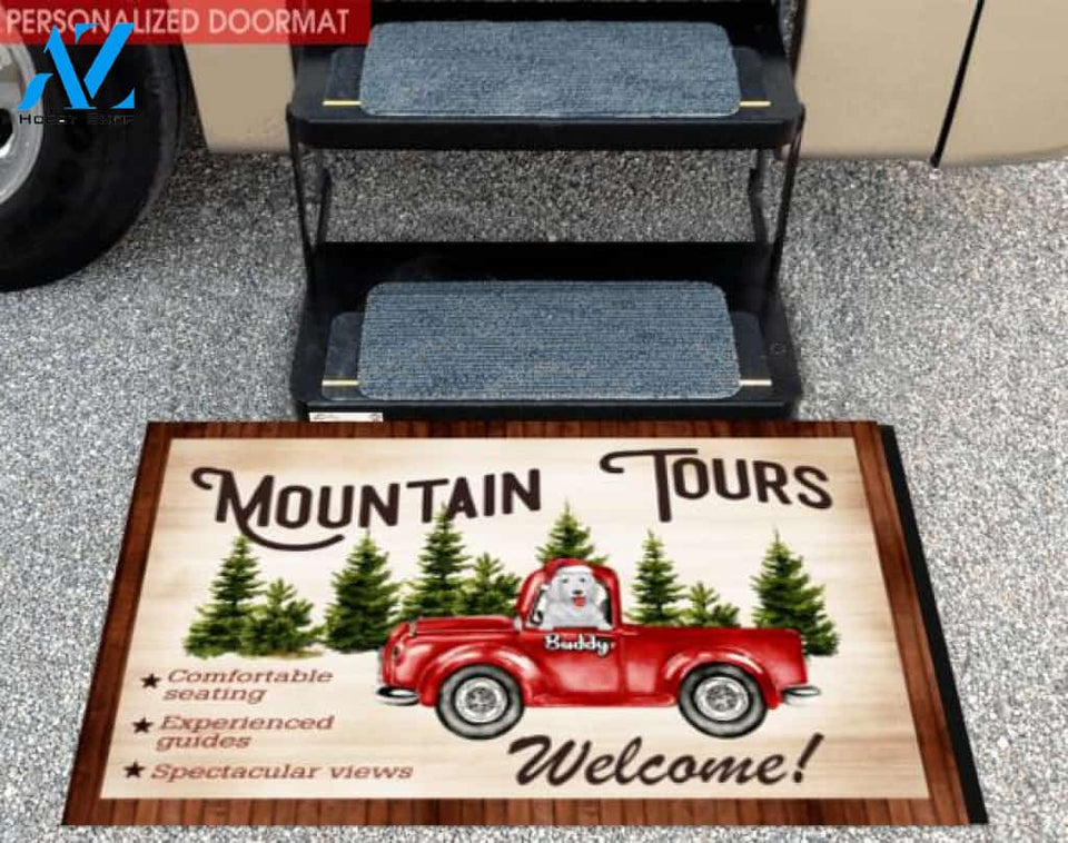 Mountain Tour With Dog Camping Personalized DoorMat