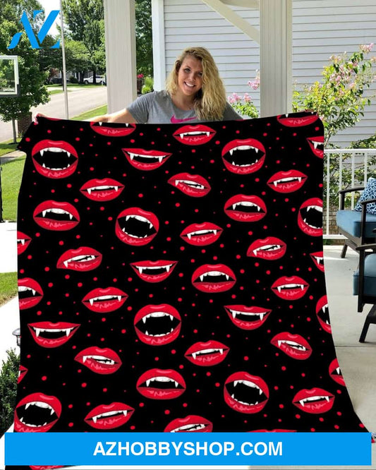 Mouth Halloween Gift Fleece Blanket - Sherpa Blanket