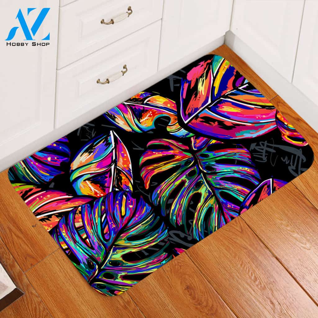 Multicolored Palm Leaves Door Mat