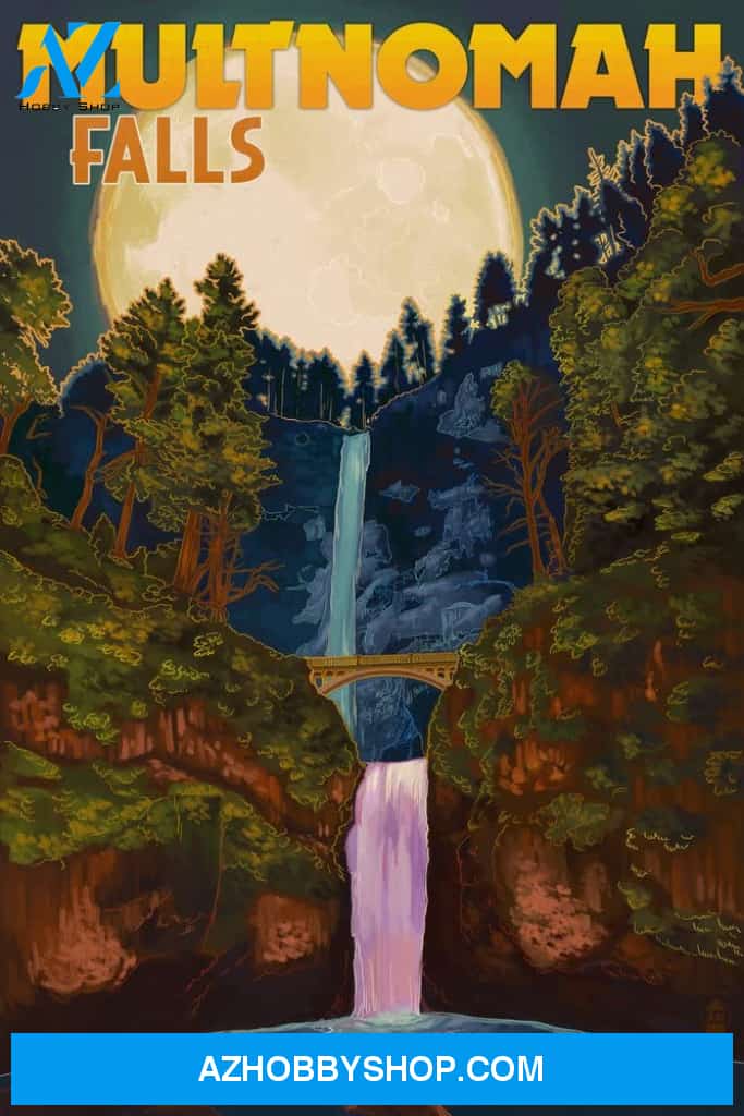 Multnomah Falls Oregon And Full Moon