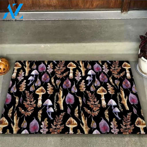 Mushroom Types Aesthetic Black Doormat | Welcome Mat | House Warming Gift