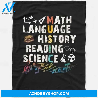 Music Math Language History Reading Science Fleece Blanket Home Decor Bedding Couch Sofa Soft and Comfy Cozy Gift For Student Teacher