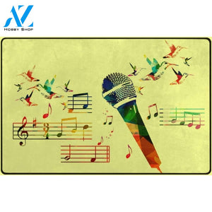 Music Microphone Stave Humming Birds Area Rug Doormat Welcome Mat Housewarming Gift Home Decor Funny Doormat Gift For Friend