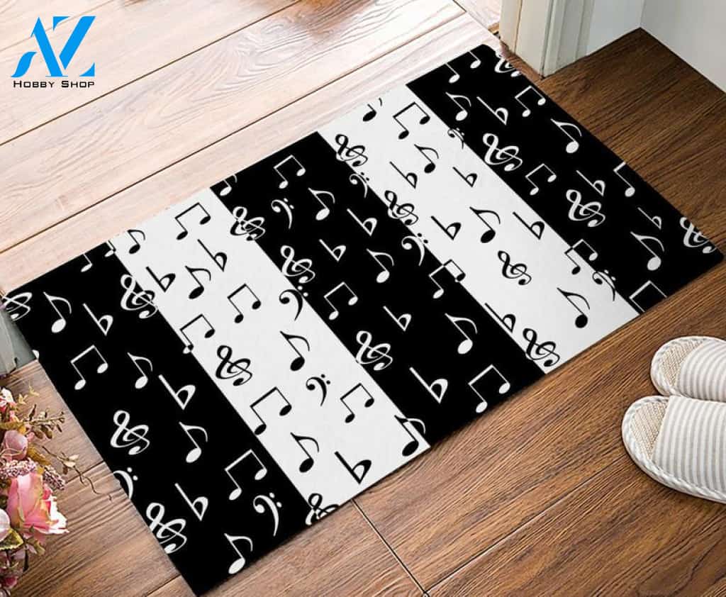 Music Notes Doormat Indoor And Outdoor Doormat Warm House Gift Welcome Mat Birthday Gift for Music Lovers Piano Lover