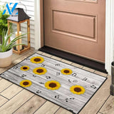 Music Notes Sunflowers Doormat Indoor And Outdoor Doormat Warm House Gift Welcome Mat Birthday Gift for Music Lovers Piano Lover