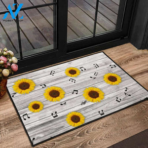 Music Notes Sunflowers Doormat Indoor And Outdoor Doormat Warm House Gift Welcome Mat Birthday Gift for Music Lovers Piano Lover