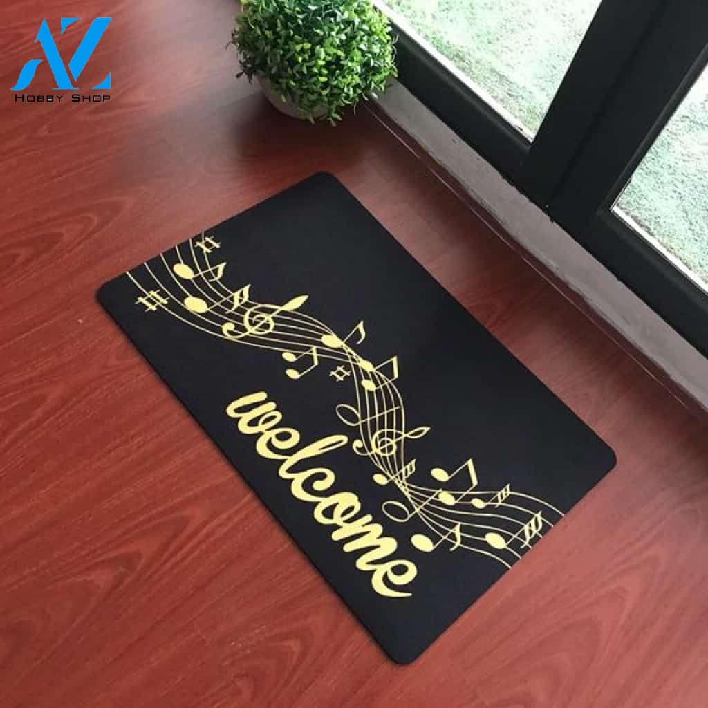 Music Notes Welcome Indoor And Outdoor Doormat Warm House Gift Welcome Mat Gift For Friend Family, Gift For Music Lover