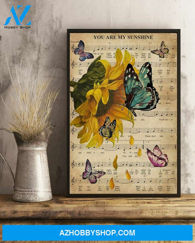 Music Sheet Sunflower My Sunshine Butterfly Canvas And Poster, Wall Decor Visual Art, Song Lyrics Poster