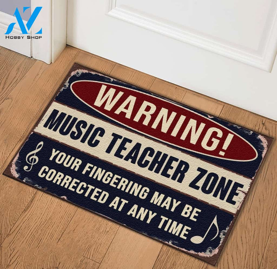 Music Teacher Zone Warning Doormat | Welcome Mat | House Warming Gift
