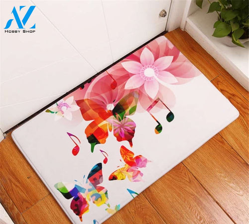Music World Floral Butterfly 3D Full Print Butterfly Doormat Indoor And Outdoor Mat Entrance Rug Sweet Home Decor Housewarming Gift Gift For Friend Family Butterflies Lovers
