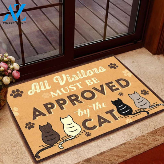 Must Be Approved By The Cat Easy Clean Welcome DoorMat | Felt And Rubber | DO3098