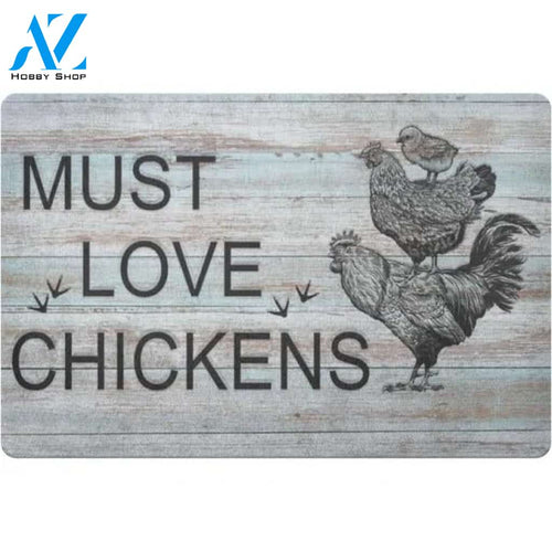 Must Love Chicken Animal Doormat Welcome Mat Farm Rug Farmer House Decor Housewarming Gift Gift for Famer Friend Family Gift for Chicken Lover Farm Animal Lovers