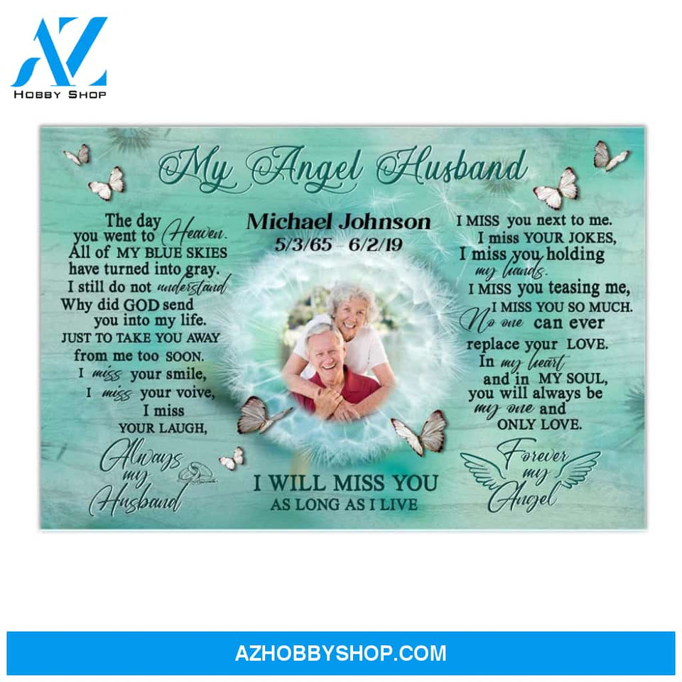 My Angel Husband Upload Photo Personalized Canvas