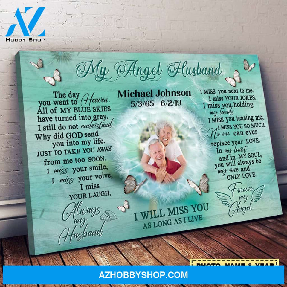 My Angel Husband Upload Photo Personalized Canvas