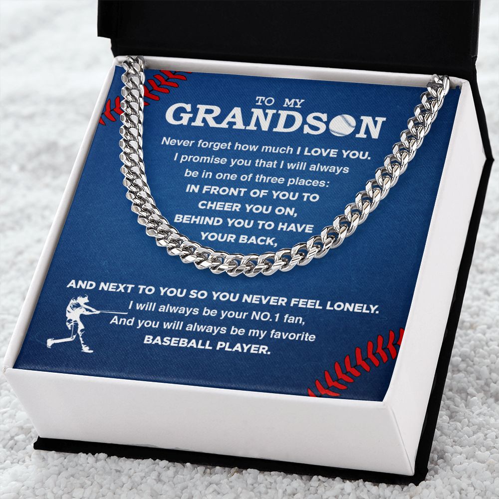 My Baseball Grandson - Cuban Link Necklace, Cuban Link Chain