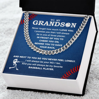 My Baseball Grandson - Cuban Link Necklace, Cuban Link Chain