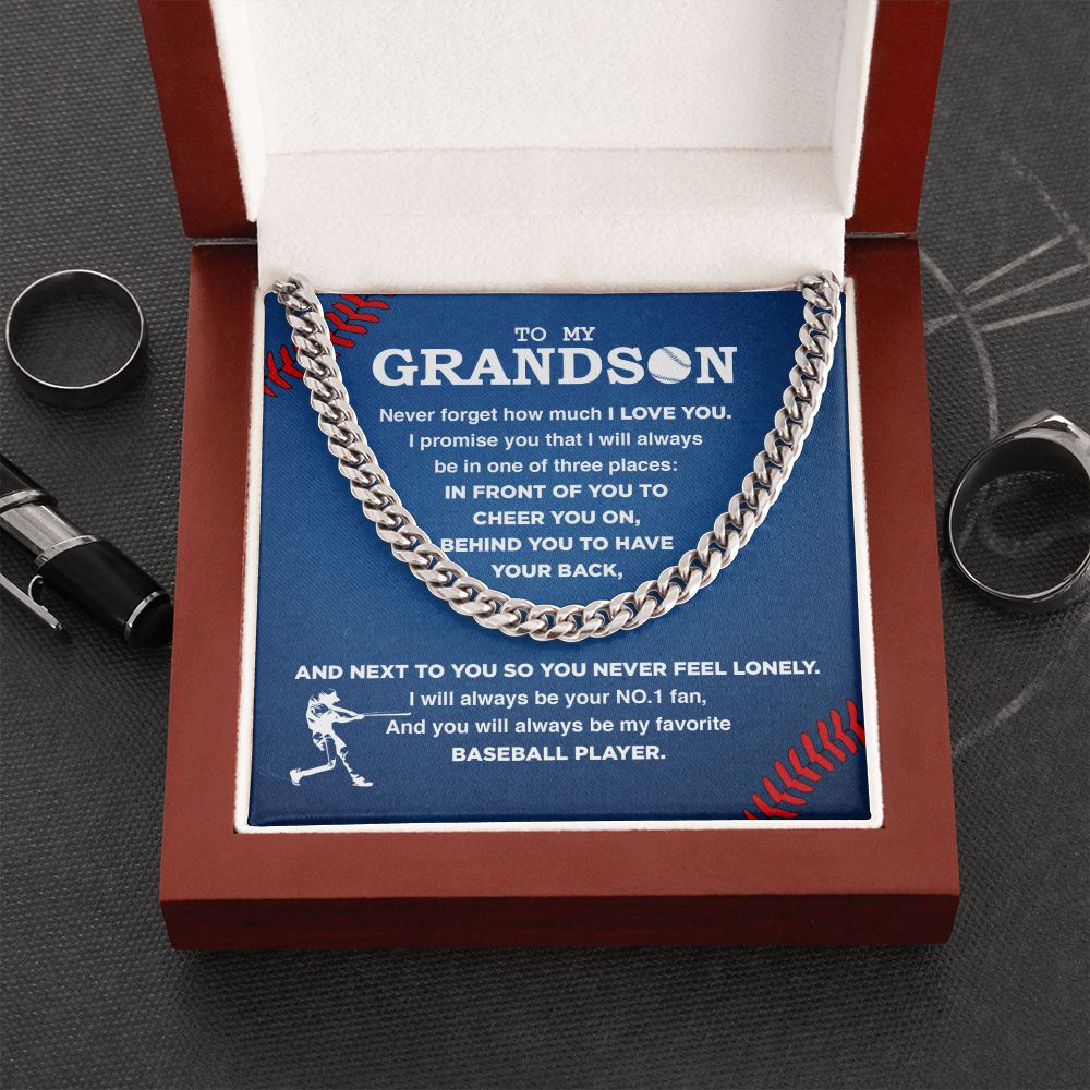 My Baseball Grandson - Cuban Link Necklace, Cuban Link Chain