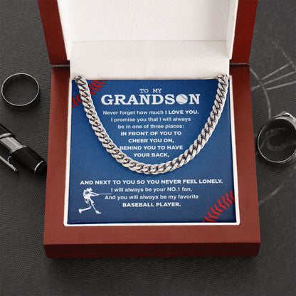 My Baseball Grandson - Cuban Link Necklace, Cuban Link Chain