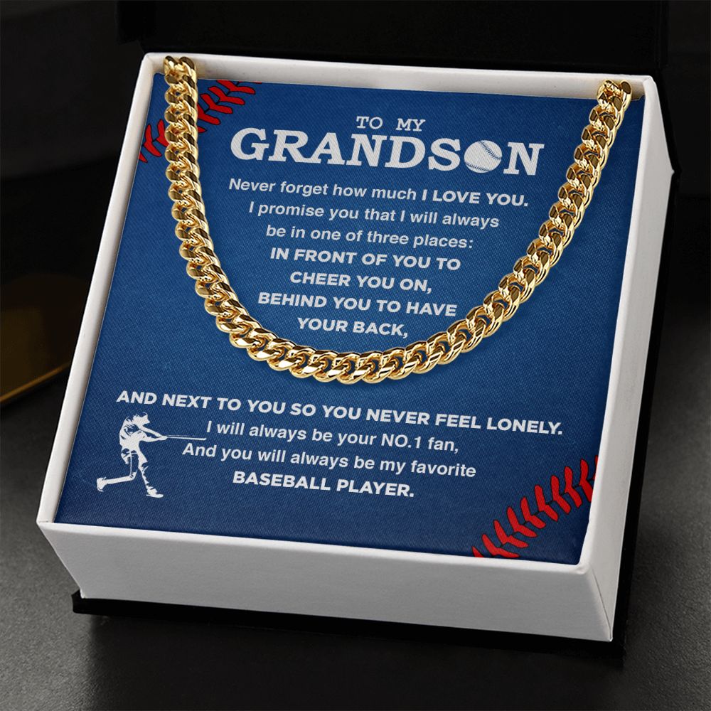 My Baseball Grandson - Cuban Link Necklace, Cuban Link Chain