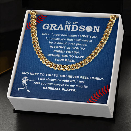 My Baseball Grandson - Cuban Link Necklace, Cuban Link Chain