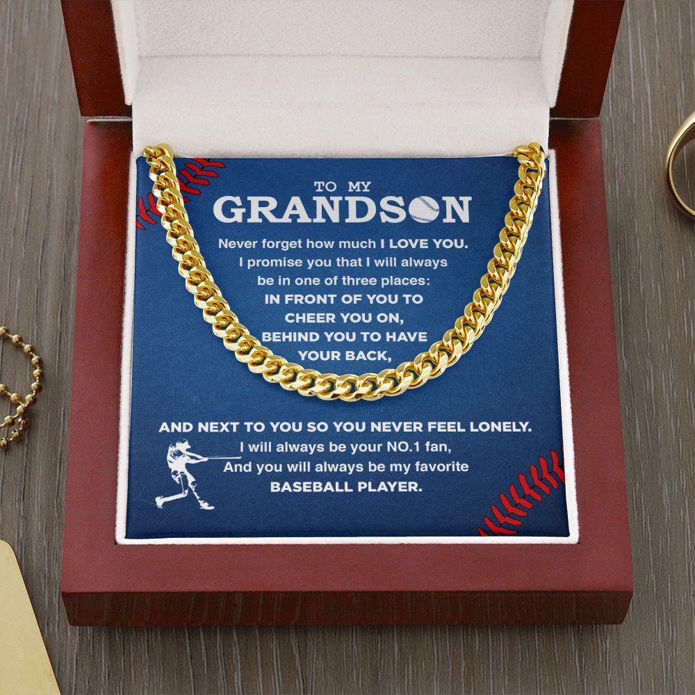My Baseball Grandson - Cuban Link Necklace, Cuban Link Chain