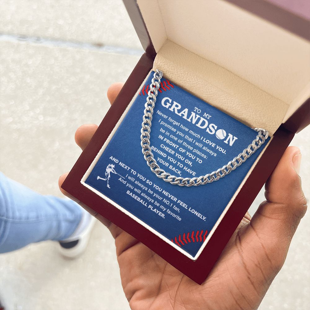 My Baseball Grandson - Cuban Link Necklace, Cuban Link Chain