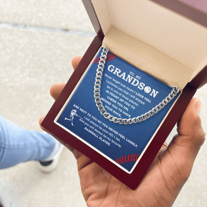My Baseball Grandson - Cuban Link Necklace, Cuban Link Chain