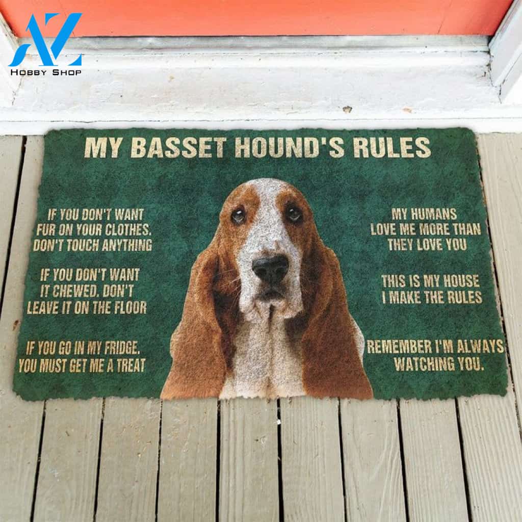 My Basset Hound's Rules Doormat Welcome Mat Housewarming Gift Home Decor Funny Doormat Gift For Dog Lovers