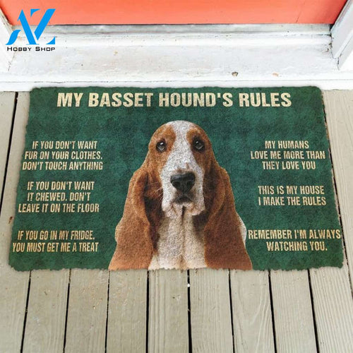 My Basset Hound's Rules Doormat Welcome Mat Housewarming Gift Home Decor Funny Doormat Gift For Dog Lovers