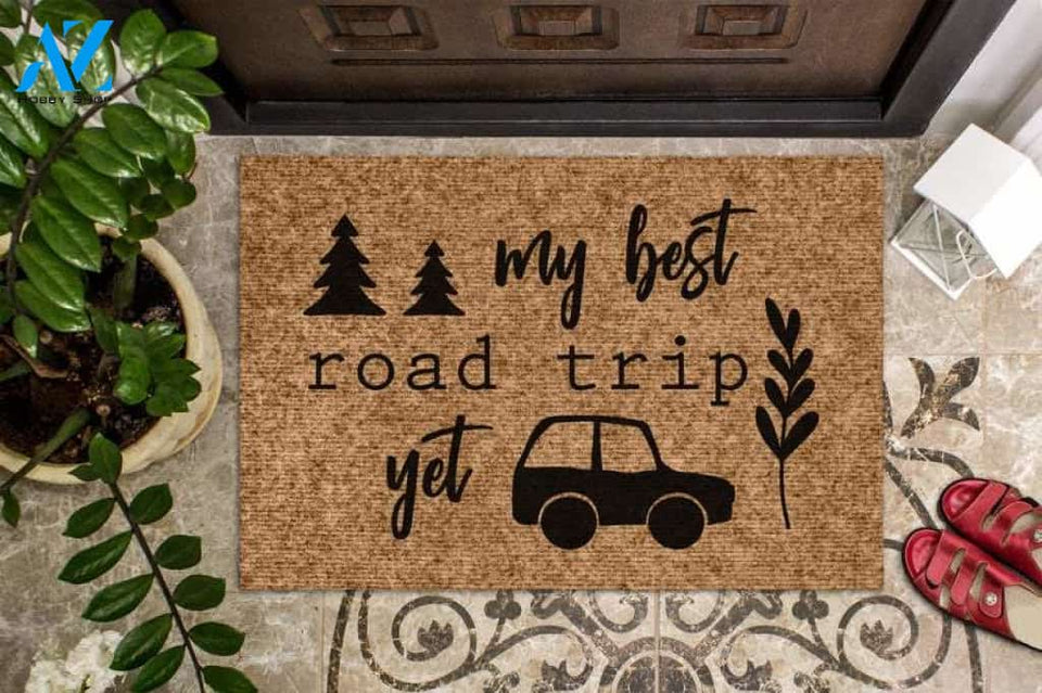 My Best Road Trip Yet, Camping Gift, Road Trip Camping Welcome Mat, Custom Door Mat, Camper Decor Doormat, Happy Car Family Road Trip