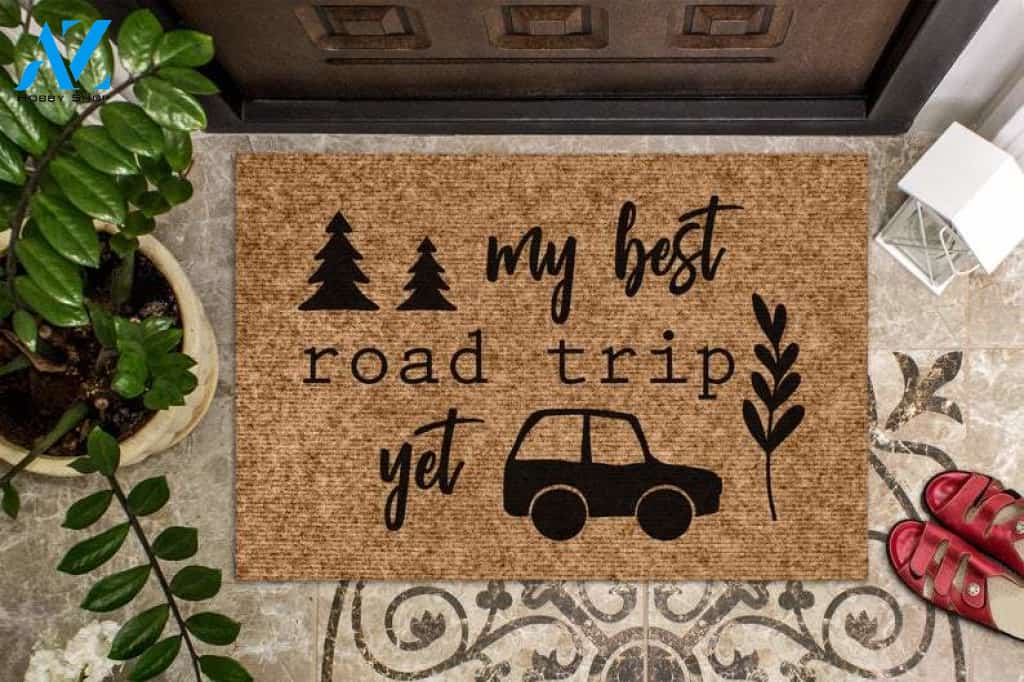 My Best Road Trip Yet, Camping Gift, Road Trip Camping Welcome Mat, Custom Door Mat, Camper Decor Doormat, Happy Car Family Road Trip