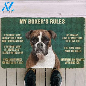 My Boxer's Rules Doormat Welcome Mat Housewarming Gift Home Decor Funny Doormat Gift For Dog Lovers